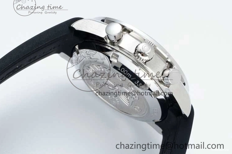 0706 TopPick Speedmaster Racing Master SS HKF Best Edition White Black Dial on Black Rubber Strap A 7813